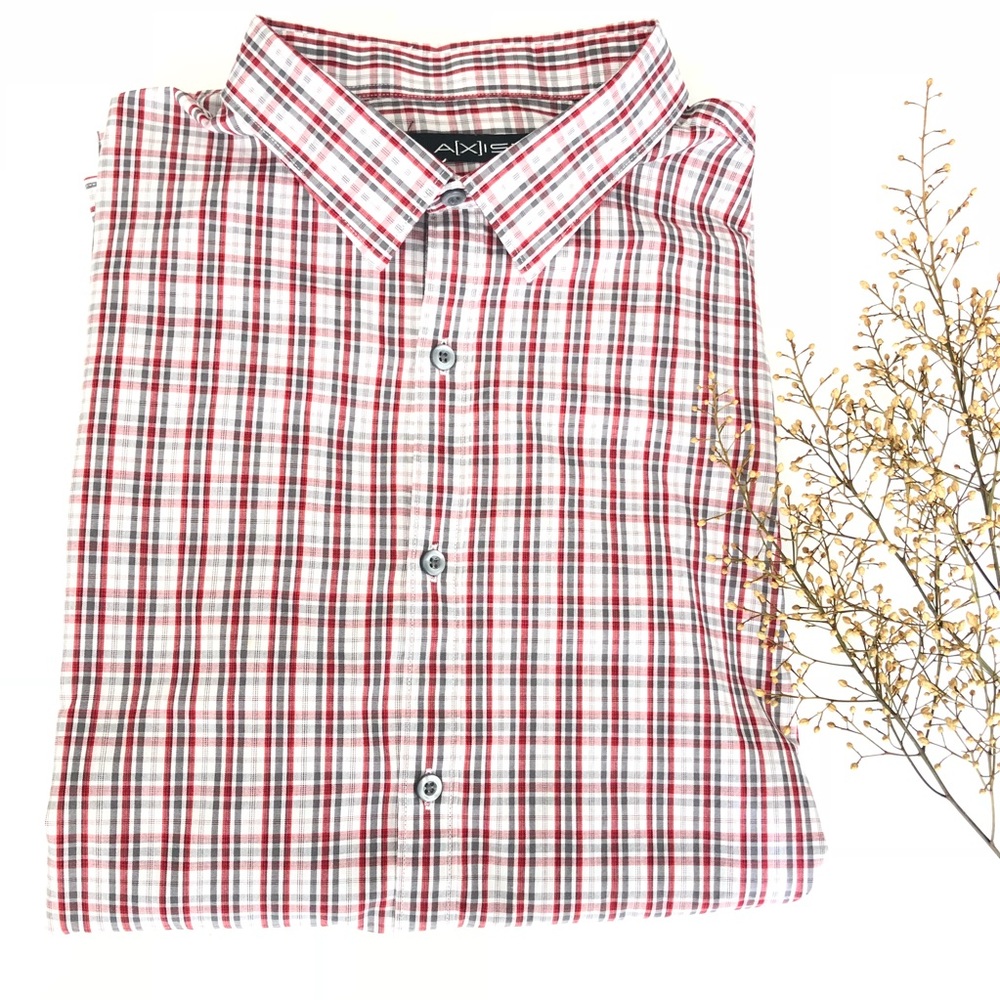 Axist men’s red check plaid button down shirt
